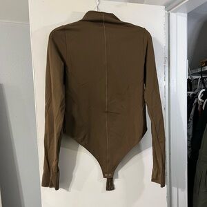 Good American Brown Long Sleeve Body Suit
